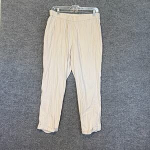 J.Jill Pants Womens Medium Beige Linen Blend CropCuffed Hem Chinos Stretch Waist